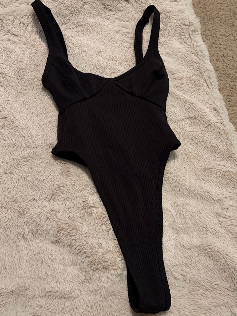 For Love & Lemons Black Ribbed Bodysuit